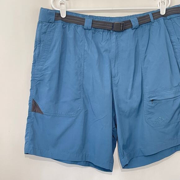LL Bean Shorts Mens XXL 40x8 Blue Nylon Belted Mesh Lined Hybrid Trunks Pockets - Picture 5 of 10